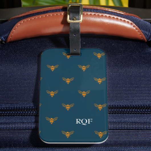 Étiquette À Bagage Monogramme des initiales Motifs d'abeilles (Insitu Rectoal 2)