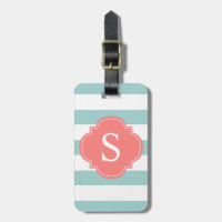 Monogramme des rayures de menthe et de corail