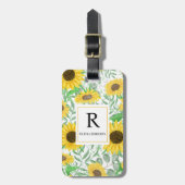 Étiquette À Bagage Monogramme des tournesols d'aquarelle (Devant Vertical)