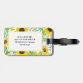 Étiquette À Bagage Monogramme des tournesols d'aquarelle (Dos horizontal)