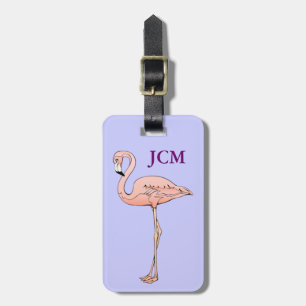 Étiquette À Bagage Monogramme d'identification de l'ID de Flamant ros