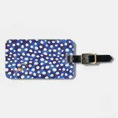 Étiquette À Bagage monogramme d'impression chic bleu et blanc de guép (Devant horizontal)