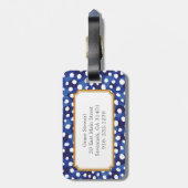 Étiquette À Bagage monogramme d'impression chic bleu et blanc de guép (Dos Vertical)