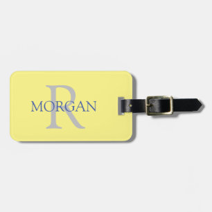 Étiquette À Bagage Monogramme do-it-yourself simple et gris jaune
