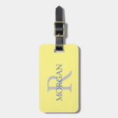 Étiquette À Bagage Monogramme do-it-yourself simple et gris jaune (Devant Vertical)