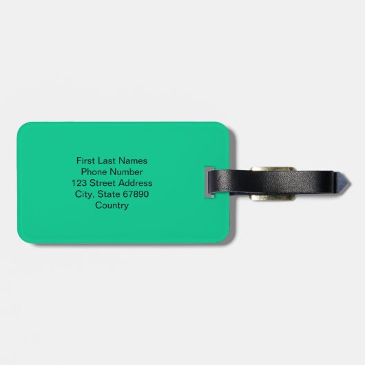 Étiquette À Bagage Monogramme d'ombre personnalisé bleu vert (Dos horizontal)