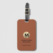 Étiquette À Bagage Monogramme d'or brossé en terre cuite (Devant Vertical)