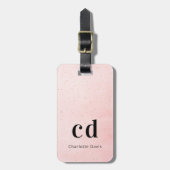 Étiquette À Bagage Monogramme d'or rose pâle nom élégant initiales (Devant Vertical)