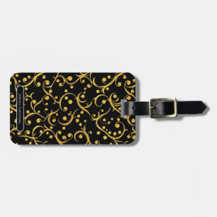 Étiquette À Bagage Monogramme doré élégant personnalisé minimaliste