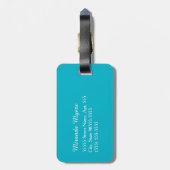 Étiquette À Bagage Monogramme élégant de pois de turquoise avec le (Dos Vertical)