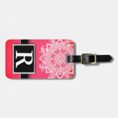 Étiquette À Bagage Monogramme élégant et moderne Mandala en métal ros (Devant horizontal)