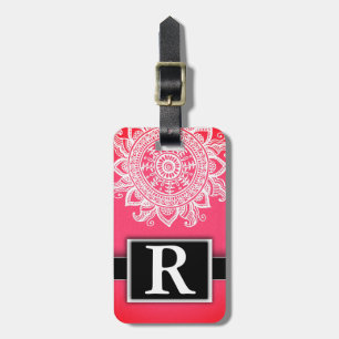 Étiquette À Bagage Monogramme élégant et moderne Mandala en métal ros