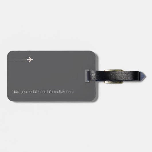 Étiquette À Bagage Monogramme élégant et moderne sur le voyage gris (Dos horizontal)