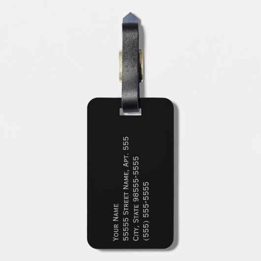 Étiquette À Bagage Monogramme élégant et nom d'impression de luxe de (Dos Vertical)