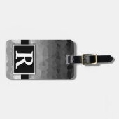 Étiquette À Bagage Monogramme élégant moderne Ombre noir et blanc (Devant horizontal)