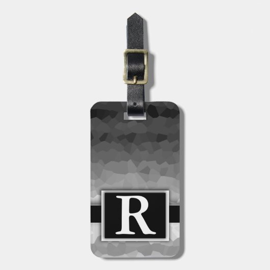 Étiquette À Bagage Monogramme élégant moderne Ombre noir et blanc (Devant Vertical)