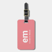Étiquette À Bagage Monogramme Élégant Moderne Voyage Rose (Devant Vertical)