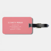 Étiquette À Bagage Monogramme Élégant Moderne Voyage Rose (Dos horizontal)