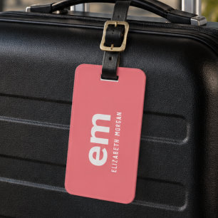 Étiquette À Bagage Monogramme Élégant Moderne Voyage Rose