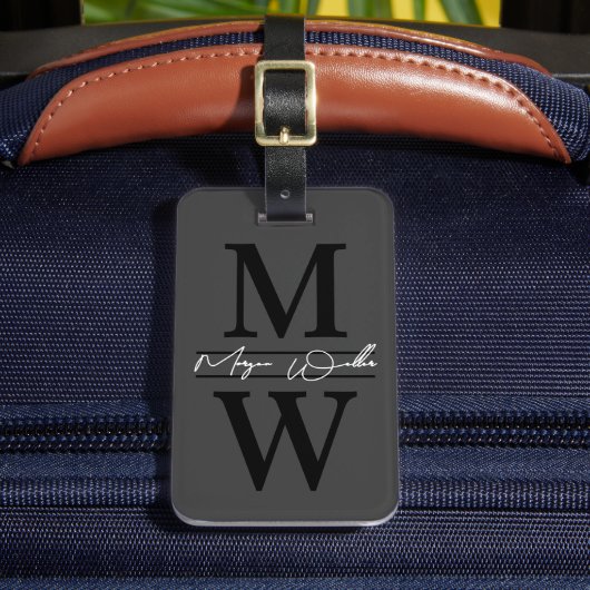 Étiquette À Bagage Monogramme Élégant Nom (Insitu Rectoal 2)