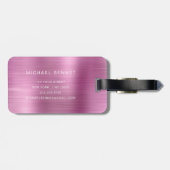 Étiquette À Bagage Monogramme Élégant Rose (Dos horizontal)