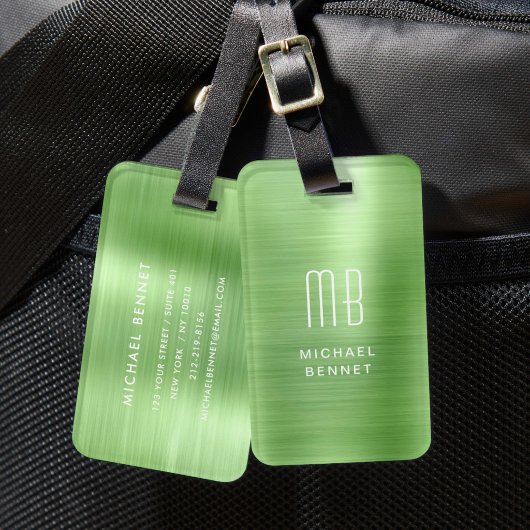 Étiquette À Bagage Monogramme élégant vert