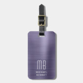 Étiquette À Bagage Monogramme Élégant Violet (Devant Vertical)