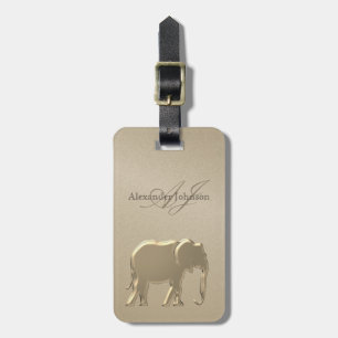 Étiquette À Bagage Monogramme Eléphant Doré