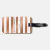 Étiquette À Bagage Monogramme empilé de bandes d'huile d'or Rose mode (Dos horizontal)
