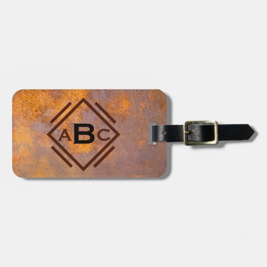 Étiquette À Bagage Monogramme en acier rouillé (Devant horizontal)