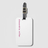 Étiquette À Bagage Monogramme en bande blanche rose moderne (Devant Vertical)