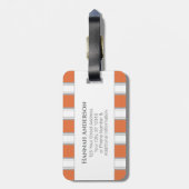 Étiquette À Bagage Monogramme en bande de Cabana en orange (Dos Vertical)