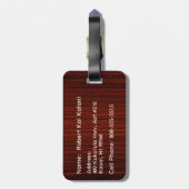 Étiquette À Bagage Monogramme en bois de planche de surf de Faux (Dos Vertical)