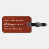 Étiquette À Bagage Monogramme en bois de planche de surf de Faux (Dos horizontal)