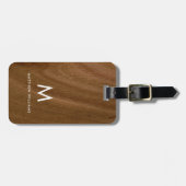 Étiquette À Bagage Monogramme en Bois Faux Moderne (Devant horizontal)