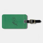 Étiquette À Bagage Monogramme en cuir de renard vert simple (Devant horizontal)