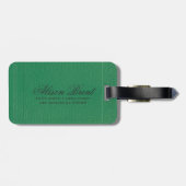 Étiquette À Bagage Monogramme en cuir de renard vert simple (Dos horizontal)