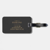 Étiquette À Bagage Monogramme en cuir élégant de luxe doré (Dos horizontal)