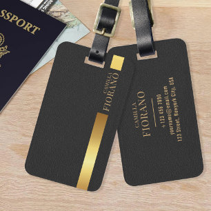 Étiquette À Bagage Monogramme en cuir élégant de luxe doré