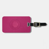 Étiquette À Bagage Monogramme en cuir rose Faux (Devant horizontal)