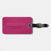 Étiquette À Bagage Monogramme en cuir rose Faux (Dos horizontal)