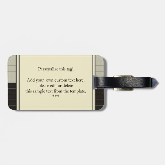 Étiquette À Bagage Monogramme en Gris rétro et en Gris noir (Dos horizontal)