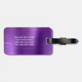 Étiquette À Bagage Monogramme en métal brosse à Parties scintillant à (Dos horizontal)