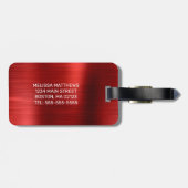 Étiquette À Bagage Monogramme en métal brosse à Parties scintillant r (Dos horizontal)