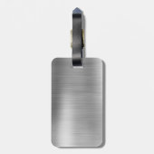 Étiquette À Bagage Monogramme en métal brossé argent Nom et initiale (Dos Vertical)