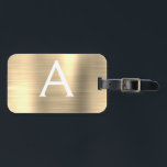 Étiquette À Bagage Monogramme en métal brossé de luxe Nom initial<br><div class="desc">Monogramme d'huile en métal brossé de luxe Nom et étiquette de bagage initiale. Cette étiquette de sac est parfaite pour le retour à l'école,  le travail ou le voyage.</div>