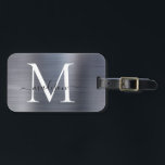 Étiquette À Bagage Monogramme en métal brossé gris argent moderne<br><div class="desc">Tag de sac mou Monogramme en métal brossé gris argent moderne</div>