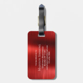 Étiquette À Bagage Monogramme en métal brossé rouge Bourgogne (Dos Vertical)