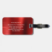 Étiquette À Bagage Monogramme en métal brossé rouge Bourgogne (Dos horizontal)