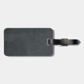 Étiquette À Bagage Monogramme en noir et blanc détendu Grunge moderne (Dos horizontal)